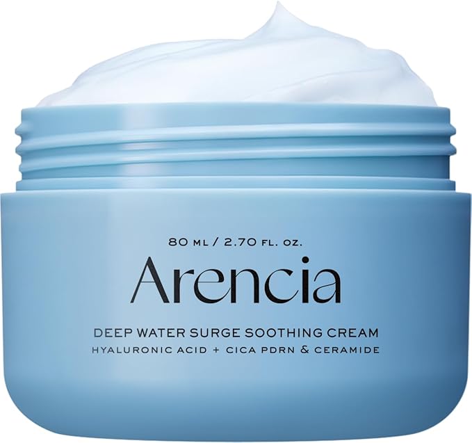 ARENCIA Deep Water Surge Soothing Cream, 2.70 fl oz, with Hyaluronic Acid, Cica PDRN and Ceramide