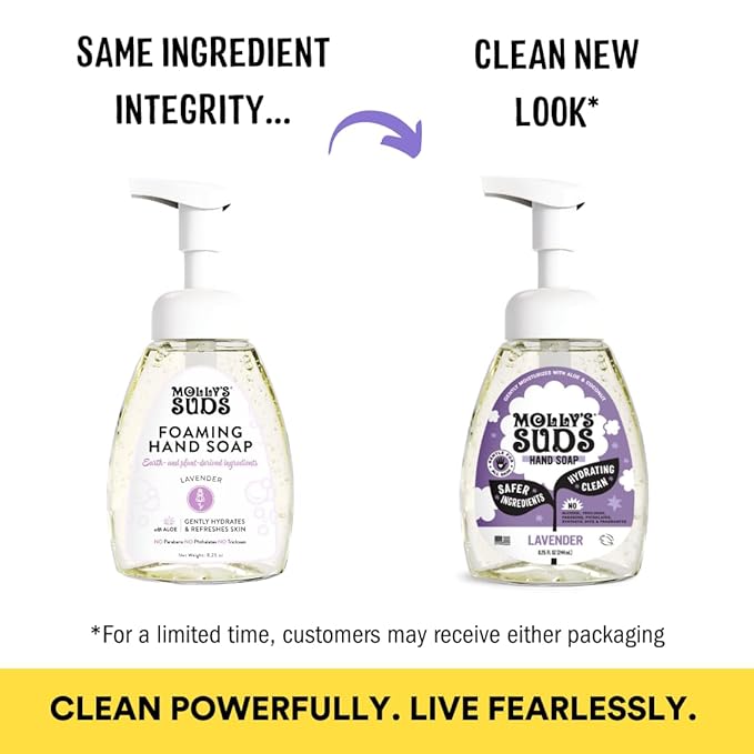 Molly's Suds Foaming Hand Soap - Made with Aloe and Coconut Oil | Moisturizing Hand Wash | Clean Ingredients, Infused with Essential Oils | Lavender - 8.25 Oz (Pack of 3)