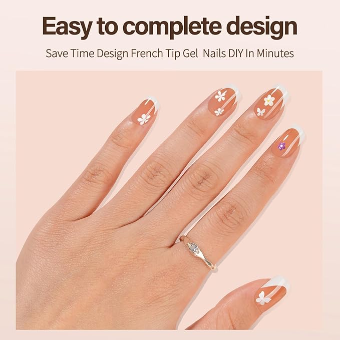 Vansiho French Gel Nails - 150Pcs Short Square Tips, Brown, Soft Gel, Press On, DIY Nail Art Kit 15 Sizes