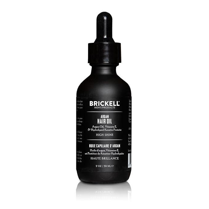 Brickell Men's Argan Oil for Hair, Natural and Organic Hair Oil For Men, Lightweight Hair Treatment, 2 Ounce, Scented