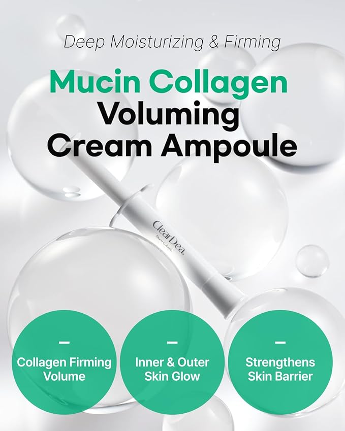 Mucin Collagen Cream Ampoule for face – Collagen-Powered Hydrating & Firming Skincare, Non-Greasy, Revitalizing Korean Beauty for All Skin Types, 15ml x 2