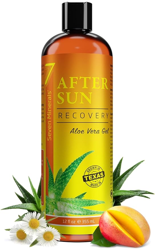 NEW Recovery After Sun Gel with Aloe Vera - For Skin & Face with Instant Sunburn Relief. Unlike Regular Aftersun Lotion, Ours Is Made From Freshly Cut Texas Aloe. With Mango & Chamomile (12 Fl Oz)
