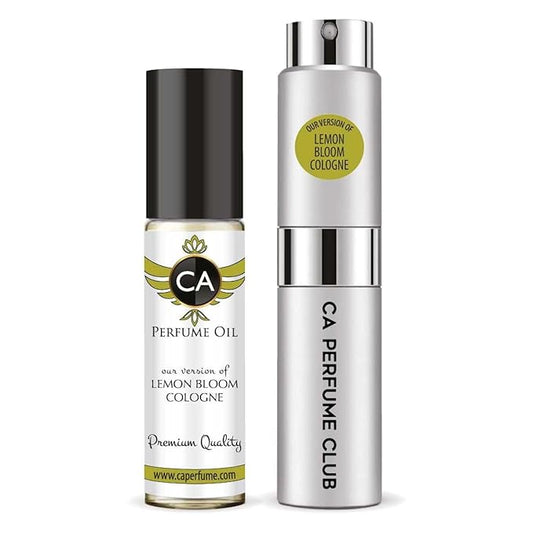 CA Perfume Duo Impression of Lemon Bloom Cologne For Women And Men Perfume Layering Set Long Lasting Travel Size EDP + Body Oil Roll-On Bottle 0.27 Fl Oz+0.33 Fl Oz