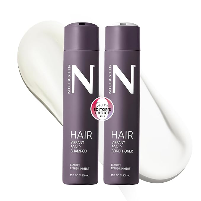 NULASTIN Strength & Shine Hair Duo - Vibrant Scalp Shampoo (10 fl oz) & Vibrant Scalp Conditioner (10 fl oz) - Reduce Frizz, Enhance Volume, and Support Hair Growth (2 Pc)
