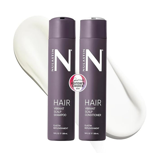 NULASTIN Strength & Shine Hair Duo - Vibrant Scalp Shampoo (10 fl oz) & Vibrant Scalp Conditioner (10 fl oz) - Reduce Frizz, Enhance Volume, and Support Hair Growth (2 Pc)
