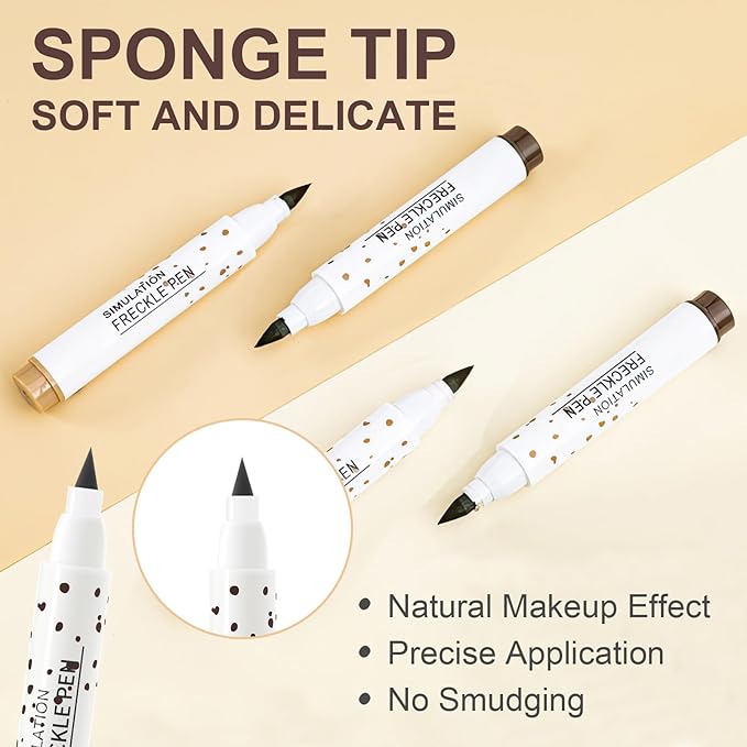 Freckle Pen, Natural Lifelike Faux Freckles Pen Waterproof, Long - Lasting and Quick Dry, Create Natural Sunkissed Skin Makeup for Beginners or Professional (Dark Brown)