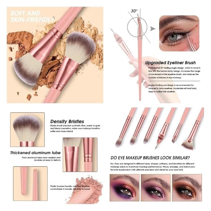 61Pcs Pink Makeup Brushes Set Professional Makeup Kit Multi-functional Makeup Tool Set with Case Facial Makeup Accessories, Foundation Makeup Brush Kit Eye and Face Make up Brushes & Tools