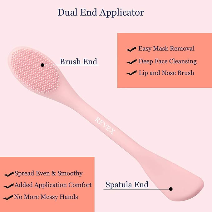 REVEX Silicone Face Mask Applicator,Face Scrubber,Lymphatic Drainage Massager,Pore Cleaning Brush,2Pcs Mask Applicator Tool for Facial Mud,Contour Face Brush for Lymphatic Drainage.(Pink+Gray)