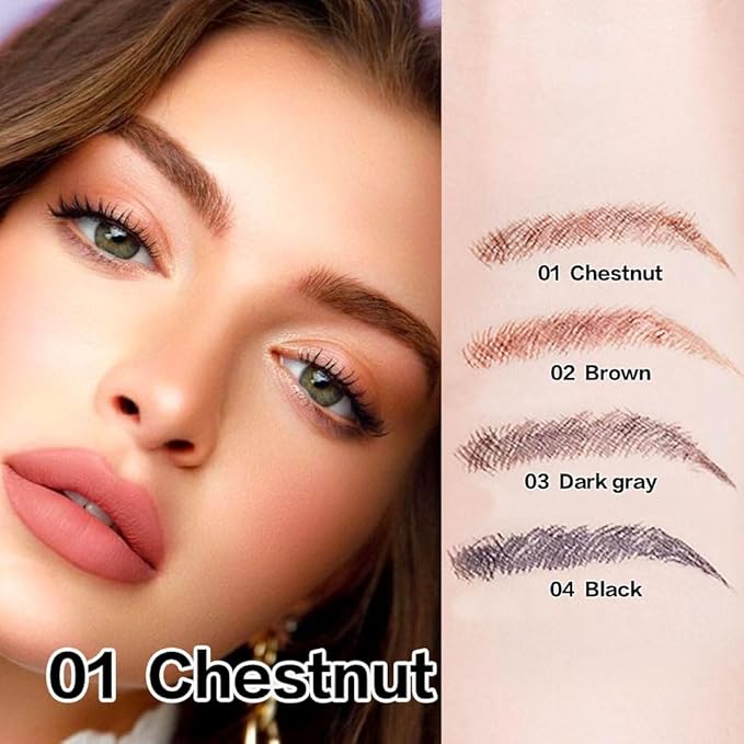 Eyebrow Ink Pencil by Brow Stylist -Micro 4 Point Brow Pen Lift & Snatch Eyebrow Pen Kits with 3 Eyebrow Stencil Long-Lasting Waterproof Natural Eyebrow Hair(1Pc 01# chestnut colour)