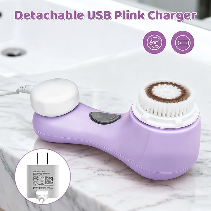 Clarisonic Mia 2 Electric Face Cleansing Brush with 2 Brush Heads, Sonic Facial Brush for Deep Cleaning & Exfoliation, Waterproof Rechargeable (Lavender)