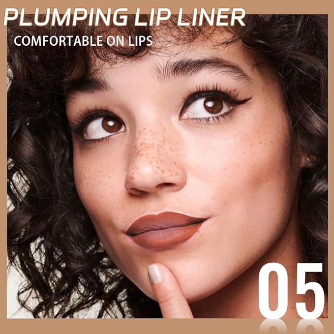 Brownish Red Matte Lip Liner Pencil, Plump lip pencil liner Long-Lasting Creamy Formula, With Silicone Smudger for Define Contours & Sculpting Lip,Waterproof Non-Staining Crayon Lip Liners 05#