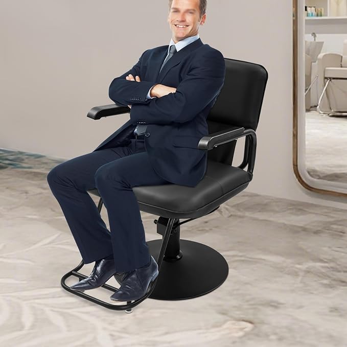 Barber Salon Chair for Hair Stylist,Hair Chair for Barbershop Home Height Adjustable & 360° Swivel Styling Salon Chairs Spa Beauty Salon Equipment, 550Lbs Capacity (Black)