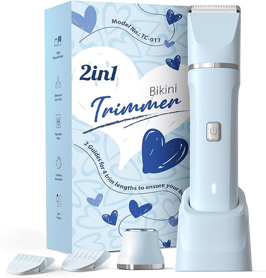 Electric Shaver for Women - Body Hair Trimmer Shaver for Women's Grooming, Wet & Dry Use Groomer, Dusk Razor for Women, Ladies Electric Razors for Legs, Female Trimmer for Private Area, Blue