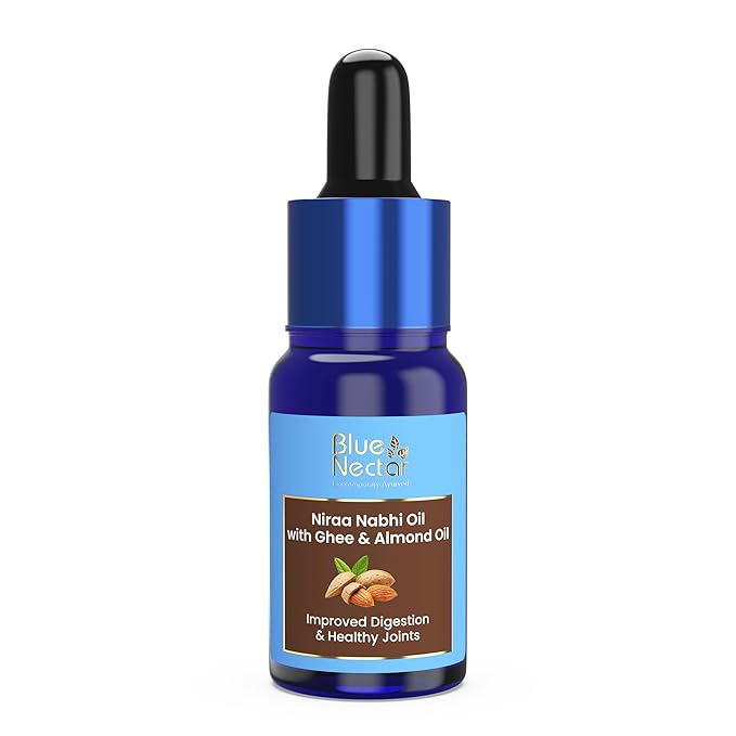 Blue Nectar Ayurveda Nabhi Oil with Ghee & Almond Oil | Natural Navel Oil for Belly Button for Digestion & Joint Health | 100% Natural & Herbal (21 Herbs, 0.33Fl Oz)