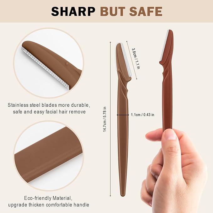 D Dermaplane Razor for Women Face - 12PCS Eyebrow Razor With Precision Cover - Dermaplaning Tool for Face Shaver - Facial Hair Removal - Neutral