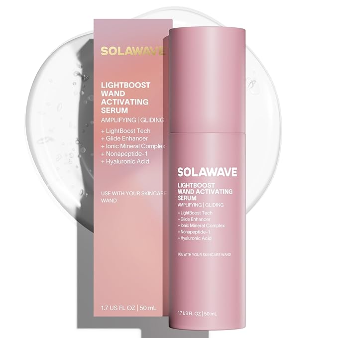 Solawave LightBoost Red Light Therapy Wand Activating Serum | Works with Microcurrent Face Wand and Galvanic Current Devices | Boosts Hydration, Radiance & Diminishes Fine Lines & Wrinkles (1.7 oz)