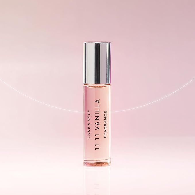 Lake & Skye 11 11 Vanilla Fragrance Oil Rollerball 0.33 fl oz (10ml), Unisex Perfume, Vanilla, Sheer Amber and Apple Notes, Soft and Warm Scent, Oil-Based Formula, Long Lasting Fragrance