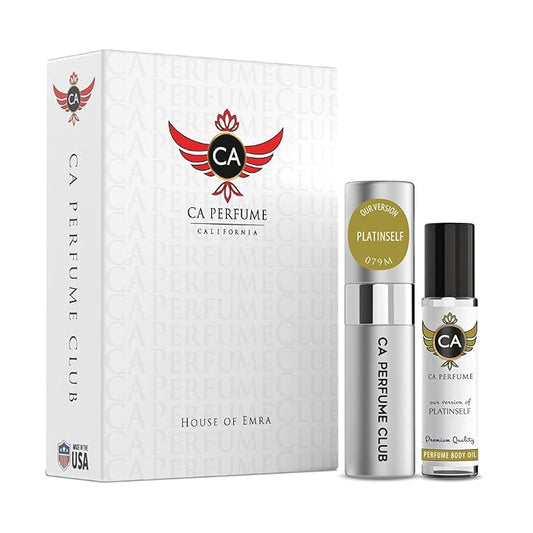 CA Perfume Duo Impression of Platinself For Men Perfume Layering Set Mens Cologne Long Lasting Travel Size EDP + Body Oil Roll-On Bottle 0.27 Fl Oz+0.33 Fl Oz