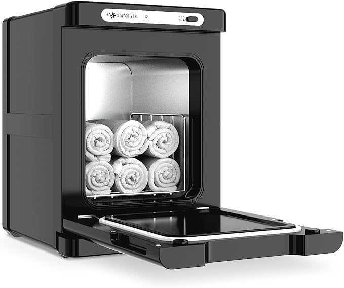 Hot Towel Warmer, 5L Towel Warmer Cabinet, Small Towel Heater with Stainless Steel Rack, Professional Towel Heating Box, Use for Spa, Beauty Salon, Barber, Massage, Gym, Home (Black)