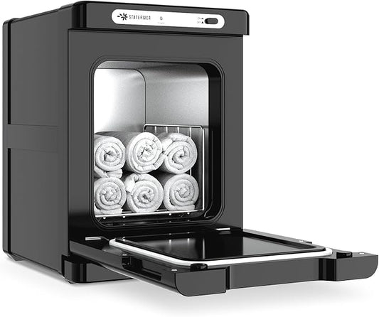 Hot Towel Warmer, 5L Towel Warmer Cabinet, Small Towel Heater with Stainless Steel Rack, Professional Towel Heating Box, Use for Spa, Beauty Salon, Barber, Massage, Gym, Home (Black)