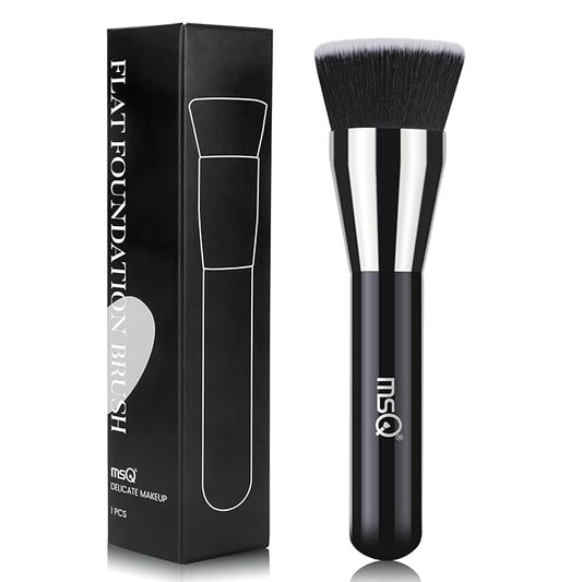 MSQ Foundation Brush for Liquid Makeup, Flat Top Kabuki Foundation Brush Premium Makeup Brushes for Liquid, Cream Blending Powder Brush, Black