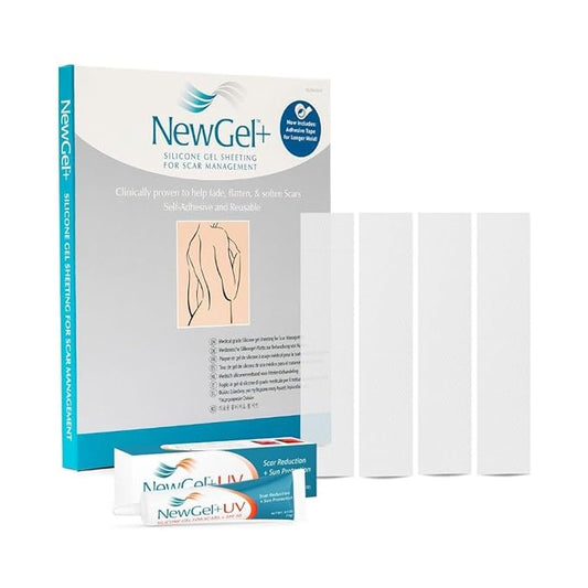 NewGel Plus by MyNewGel Day & Night Sun Defense Bundle, UV Scar Protection Gel for Day + Ultra Thick Silicone Sheeting (CLEAR) for Night, All Day Treatment