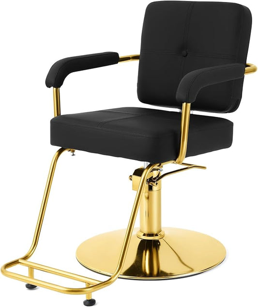 Artist hand Black and Gold Salon Chair Professional Stylist Chair with Heavy Duty Hydraulic Pump, 360 Degree Swivel Barber Chair, Spa Beauty Equipment Max Load Weight 330 Lbs