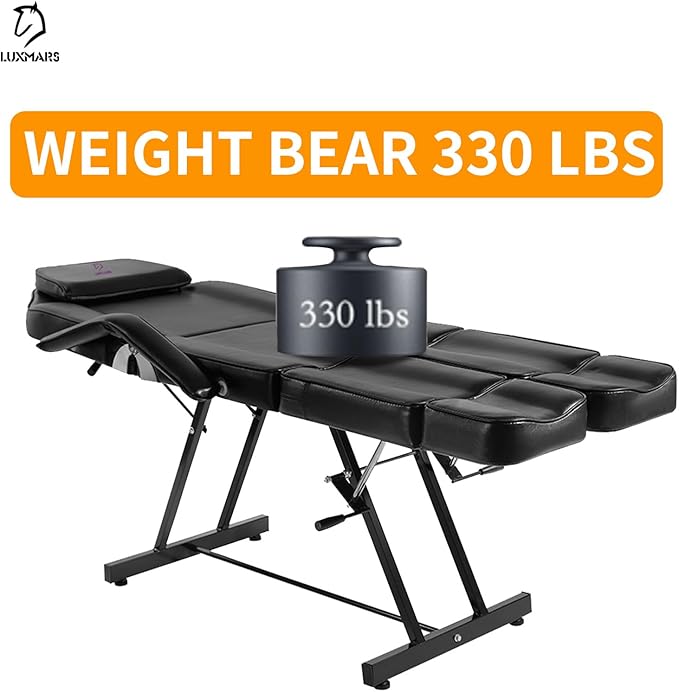 Facial Chair, Adjustable Tattoo Chair Salon Bed with Hydraulic Stool Massage Bed for Professional Massage Facial Lash Beauty Treatment Spa (Black15)