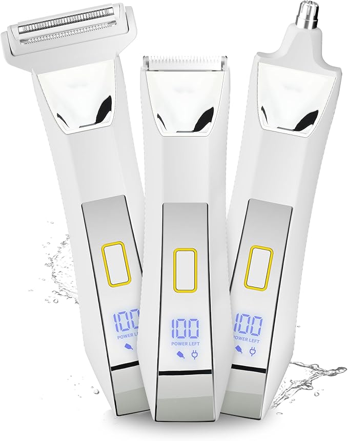 Karrte Women's Razors for Shaving Pubic Hair, 3-in-1 Wet & Dry Bikini Trimmer for Women's Private Area, Replaceable Ceramic Blade Head Electric Shaver with Travel Lock