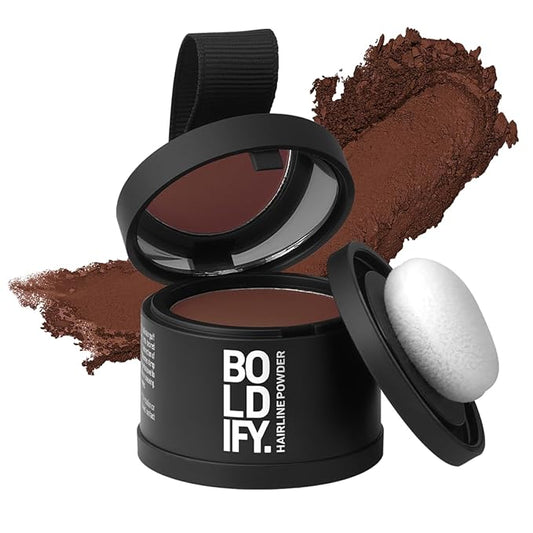 BOLDIFY Hairline Powder - Root Touch Up Hair Color for Gray Coverage - Bald Spot Concealing Hair Powder for Women & Men - 24-Hour Stain-Proof - Auburn