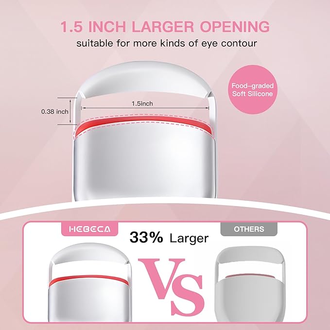 Heated Eyelash Curler Pro,Heated Lashes Curler with 149°F /167°F Heat Settings, Heat Eye Lashes Curler with Food-Grade Silicone pad and Rechargeable 600mAh Battery (Pearl White)