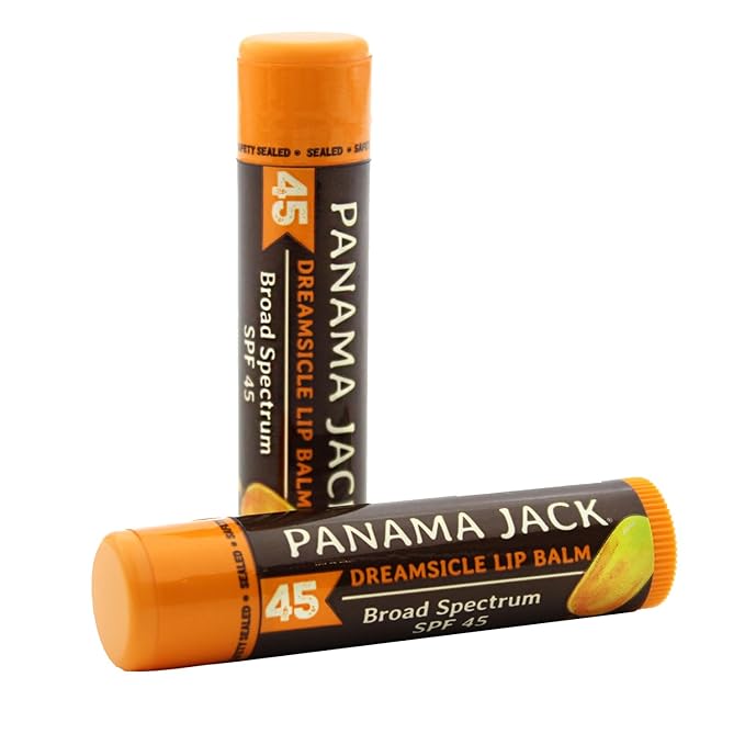 Panama Jack Sunscreen Lip Balm - SPF 45, Broad Spectrum UVA-UVB Sunscreen Protection, Prevents & Soothes Dry, Chapped Lips, Dreamsicle, Pack of 2