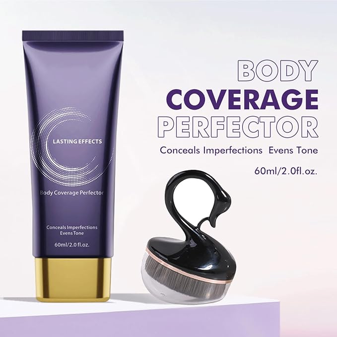 Body Coverage Perfector, All Over Complexion Perfector with Brush, Sweat-Resistant Transfer Proof Leg & Body Makeup, Tattoo Cover Up Makeup