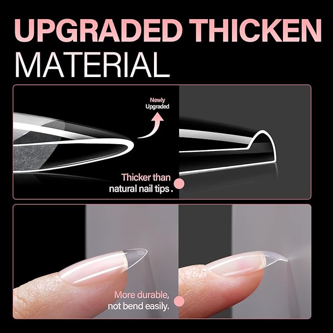 AILLSA Medium Almond Nail Tips - 240pcs Thickened False Nail Tips Half Matte Nails Tips, Fake Nails Nail Extension for Manicure