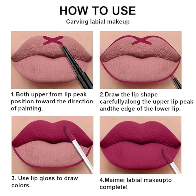 evpct 3Pcs Mauve pink Berry pink Rose red Lip Stain Paint Matte Lip Liner and Lipstick Set Long Lasting labiales matte mate larga duracion listip 24 hour a prueba de agua mate 24 horas originales