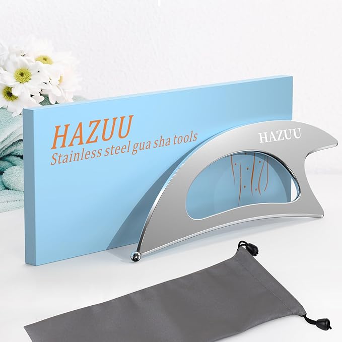 Stainless Steel Guasha Scraping Massage Tool for Soft Tissue Therapy, Ideal for Back, Legs, Arms, Neck, Shoulder Relief (Moon Shape)