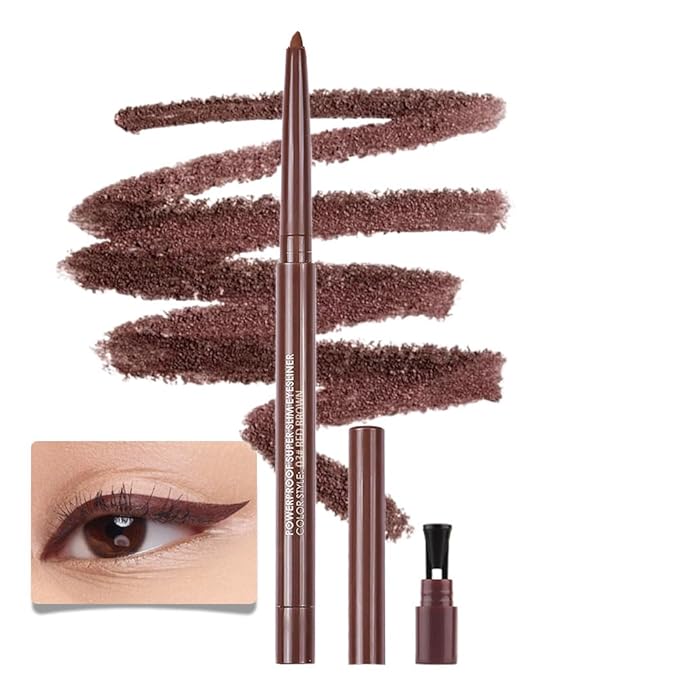 Kaely Red Brown Gel Eyeliner Pencil, Smooth Eye Liner Waterproof Smudge Proof, Built in Sharpener, Long Lasting Eye Makeup, Vegan & Cruelty-Free, 03