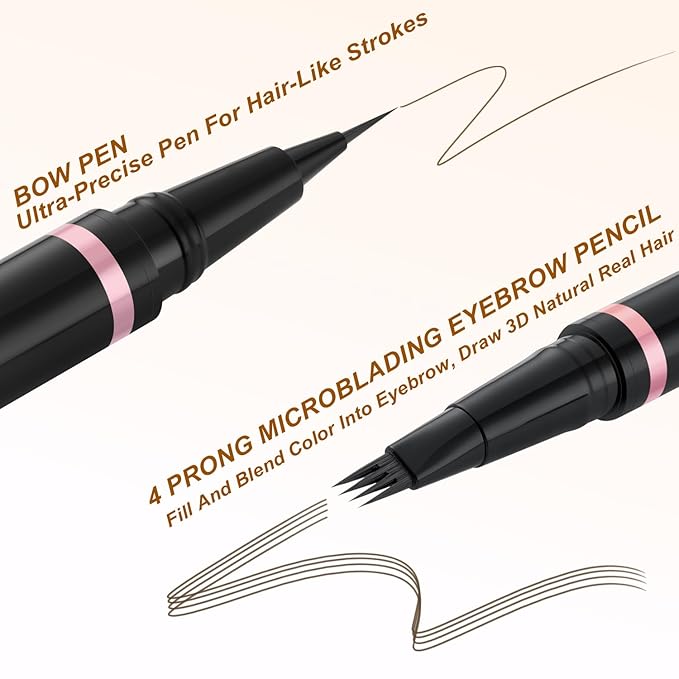 Eyebrow Pencil Makeup Kit, with Waterproof 2-IN-1 Microblading Eyebrow Pen, Eyebrow Pomade, Eyeliner and Dual-ended Eyebrow Brush, Brow Pencil Kit for Natural Eyebrows - Ash Brown