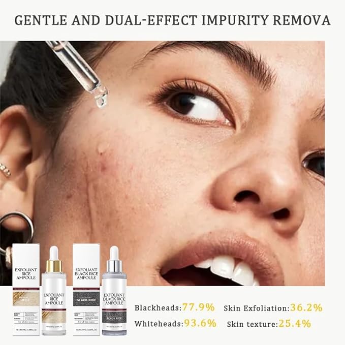 Black and White Rice Peeling, New Soft Rice Exfoliating Face and Body, Black and White Rice Exfoliant for All Skin Types, Gentle Peel & Deep Hydration (White+Black) 2P