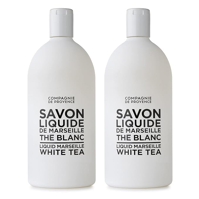 Compagnie de Provence Savon de Marseille Extra Pure Liquid Soap - White Tea - Bulk 67.6 Fl Oz Plastic Bottle Refill
