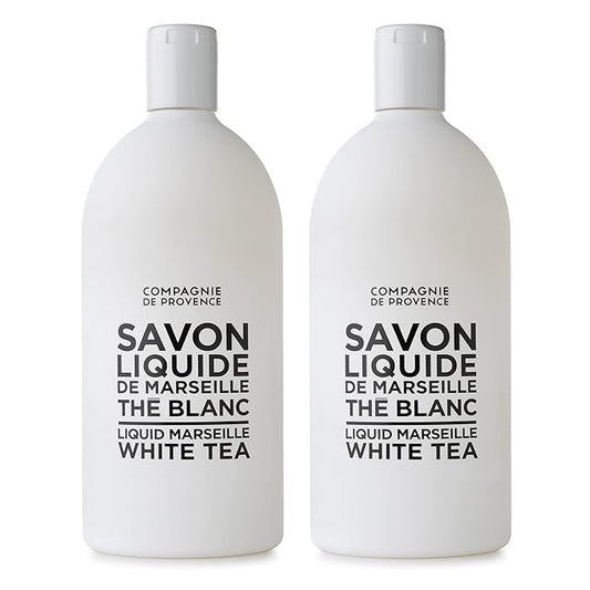 Compagnie de Provence Savon de Marseille Extra Pure Liquid Soap - White Tea - Bulk 67.6 Fl Oz Plastic Bottle Refill