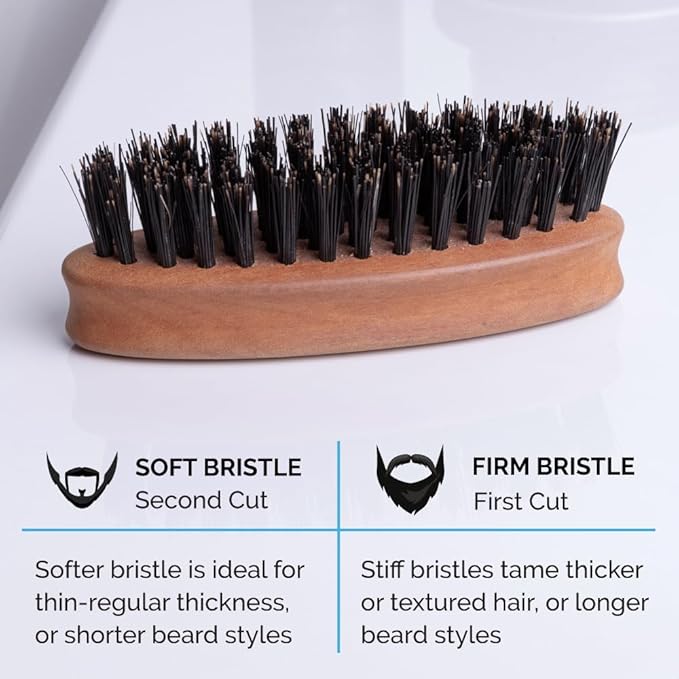 ZEUS Pocket Beard Brush, 2 PACK – (1) SOFT & (1) FIRM Bristle Boar Hair Beard & Mustache Brushes – MADE IN GERMANY
