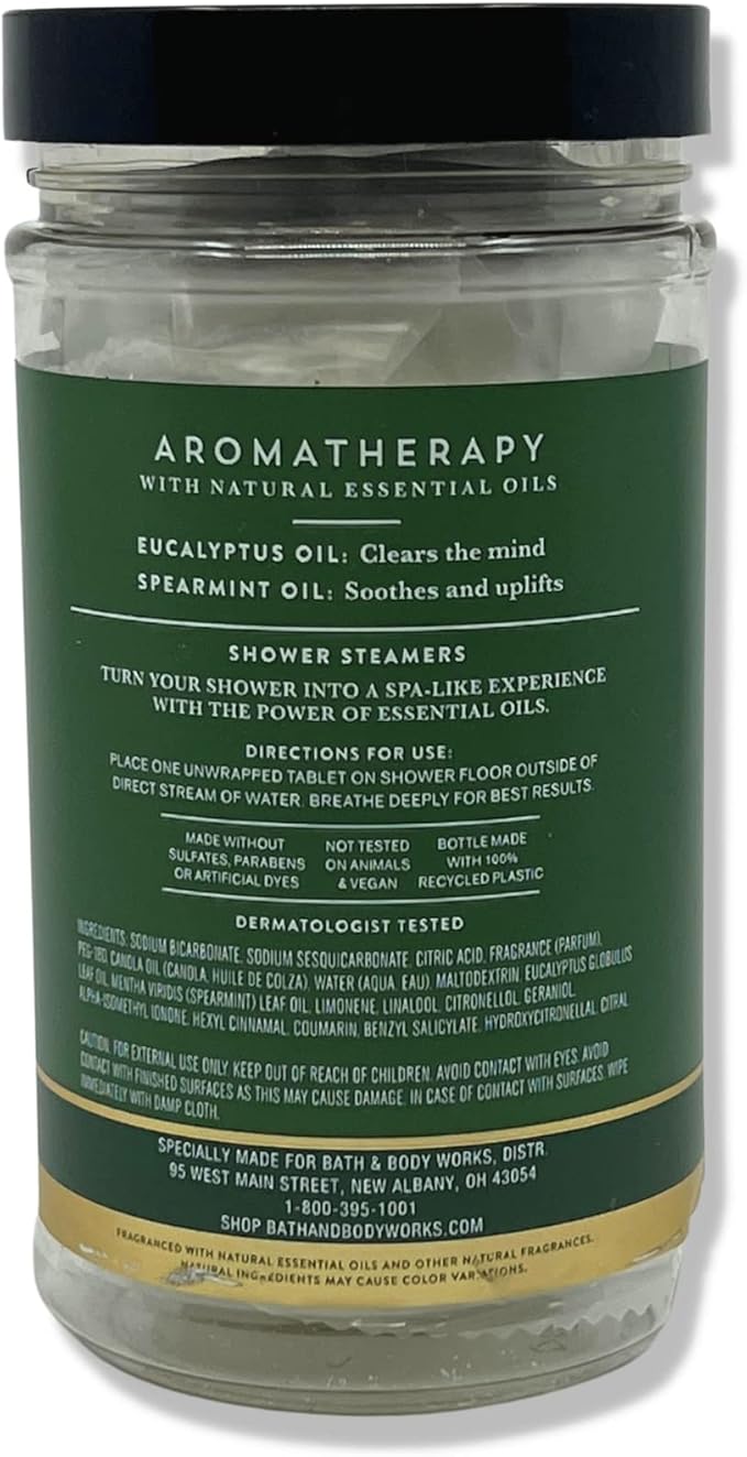 Bath & Body Works - Aromatherapy - Shower Steamers, 6 Tablets Each - 2 Pack Bundle - Lavender Vanilla and Eucalyptus Spearmint