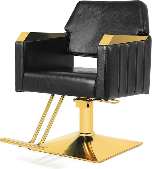 Artist hand Hair Salon Chair, Hydraulic Salon Styling Chair, 360 Degrees Rolling Swivel Barber Chair, Beauty Salon Equipment for Hair Stylist Max Load 330 Lbs, Black and Gold