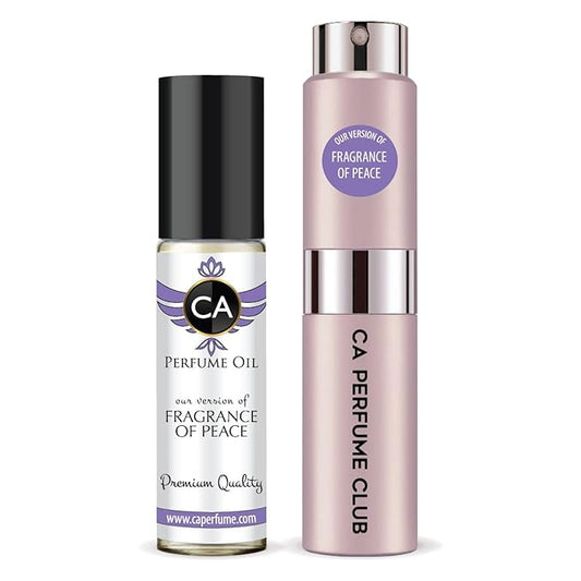 CA Perfume Duo Impression of Fragrance of Peace For Women Perfume Layering Set Long Lasting Travel Size EDP + Body Oil Roll-On Bottle 0.27 Fl Oz+0.33 Fl Oz