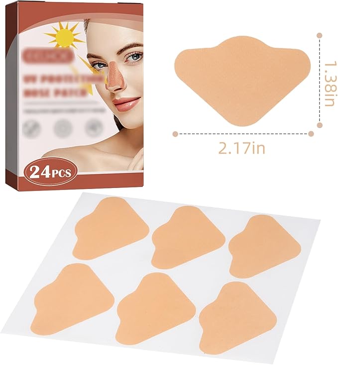 24 Pcs Skin Sun Protection Nose Patch Sunblock Guards for Sunscreen Golf Nose Bandage for Men Women Exposure Tanning Outdoor Sports Accessories, Beige