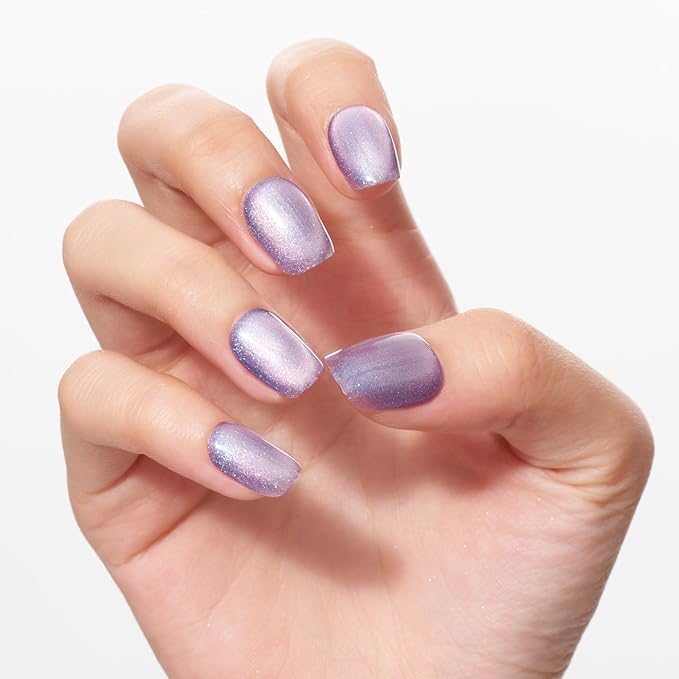 GLAMERMAID Press on Nails Extra Short Square, Sparkling Purple Spring Summer Handmade Gel Glue on Nails, Glossy Fake Nails Reusable Acrylic False Nails Manicure Kits for Women