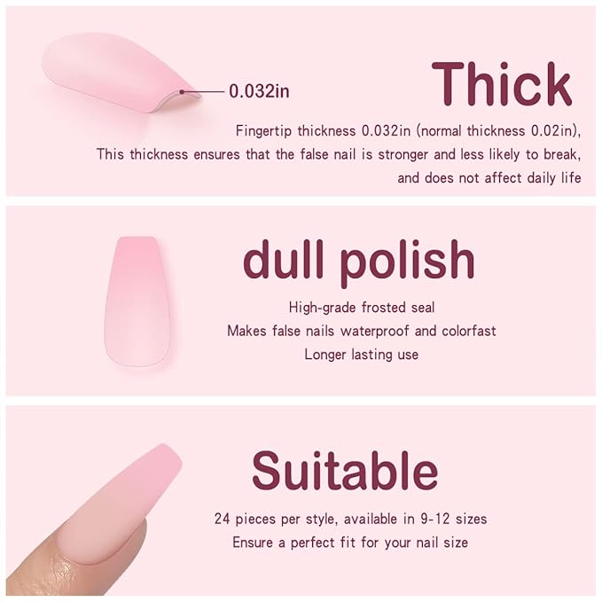 Square Press on Nails Long Coffin French Press on False Nails with Designs Nude Pink Rhinestones Acrylic Nails Press on Stick On Nails for Women Girls