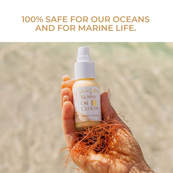 Jessica Wellness Mineral Sunscreen + Hydrating Serum with Broad Spectrum SPF 30 & Antioxidants, Oil-Free, Fragrance Free, Non-Nano Zinc Oxide. 1 oz (Clear)