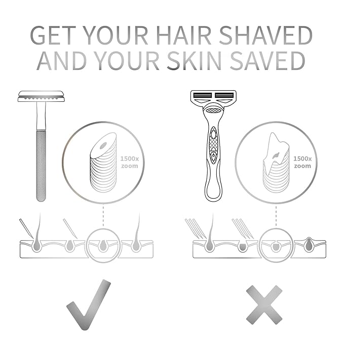 Bambaw Double Edge Safety Razor for Men & Women, Metal Razor with 5 Double Edge Safety Razor Blades, Eco-Friendly Razor – Silver